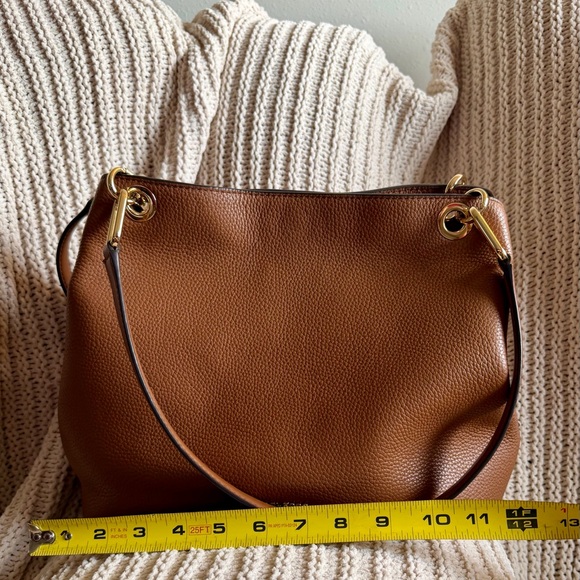 Michael Kors Bedford Large Pebbled Brown Leather Shoulder Bag Gold Hardware - Picture 14 of 15